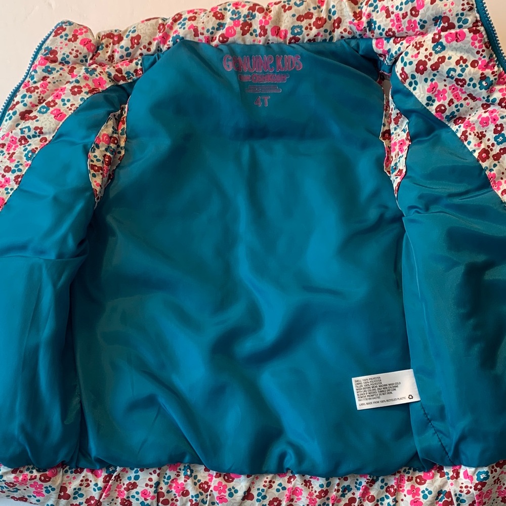 Genuine kids from Oshkosh 4T girls Floral Puffer Vest - Picture 5 of 6